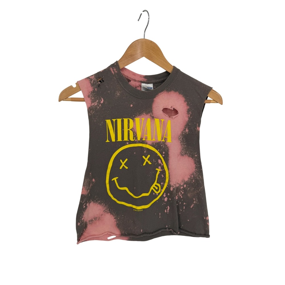 Gildan Distressed Nirvana Bleached Cut-Off Tank Top Size S